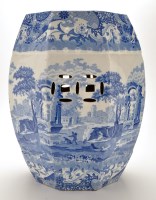 Lot 1113 - Spode blue and white octagonal barrel shaped...