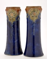 Lot 1137 - Pair of Royal Doulton stoneware vases, of...