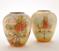 Lot 1146 - Pair of Royal Doulton pear shaped vases,...