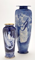 Lot 1153 - Royal Doulton underglaze blue elongated vase,...