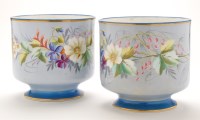 Lot 1160 - Pair of bone china cache pots, grey blue...