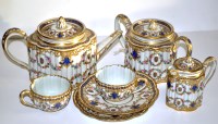 Lot 1196 - Sevres style tea service, comprising: tea pot...