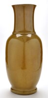 Lot 1210 - Chinese olive-brown glaze vase, of elongated...