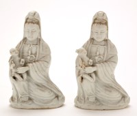 Lot 1216 - Pair of Chinese Dehua figures of Guan Yin,...