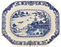 Lot 1235 - Chinese blue and white serving dish, painted...