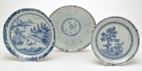 Lot 1237 - Six Chinese blue and white dishes, painted...