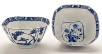 Lot 1244 - Two Chinese blue and white square shaped bowls,...