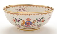 Lot 1262 - Famille rose armorial bowl, with tube lined...