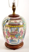 Lot 1264 - Chinese Famille Rose globular vase, converted...