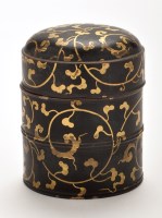 Lot 1299 - Japanese black lacquered container, with...