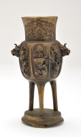 Lot 1304 - Japanese bronze censer shaped vase, the tall...