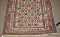 Lot 1321 - Dagestan rug, ivory field with hexagonal...