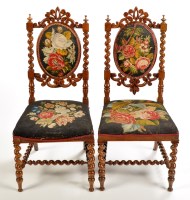 Lot 1364 - A pair of Victorian walnut occasional chairs,...