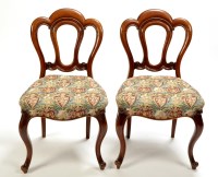 Lot 1380 - A set of six Victorian walnut dining chairs...