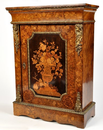 Lot 1392 - A Victorian burr walnut and marquetry pedestal...