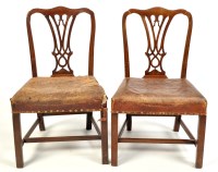 Lot 1394 - A pair of George III mahogany dining chairs,...