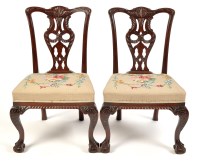 Lot 1408 - A pair of mahogany dining chairs, the...