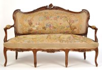 Lot 1426 - A five-piece French walnut salon suite,...