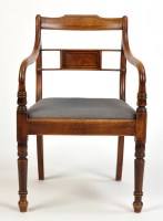 Lot 1445 - A George IV mahogany open arm dining chair,...