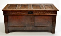 Lot 1454 - An early 18th Century oak coffer, with...