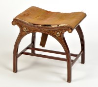 Lot 1460 - An Edwardian inlaid mahogany stool, with...