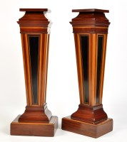 Lot 1466 - A pair of Edwardian mahogany pedestals, the...