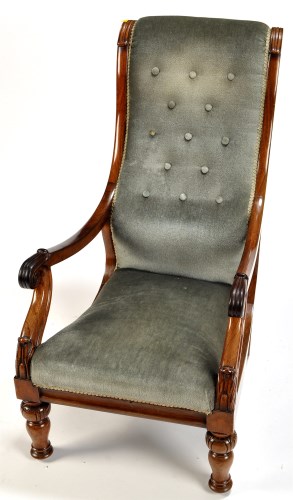 Lot 1480 - A Regency rosewood open arm easy chair, with...