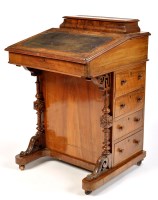 Lot 1496 - A Victorian burr walnut Davenport, with hinged...