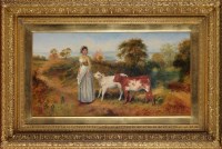 Lot 301 - Wilson Hepple (1853-1937) A FARMGIRL AND TWO...