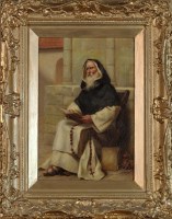 Lot 324 - L*** S*** (19th Century) A SEATED MONK READING...