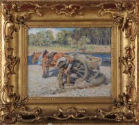 Lot 329 - Ralph Hedley, RBA (1848-1913) A HORSECART AT A...