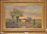 Lot 370 - Otto Van Meyer (Dutch 19th Century) A FARMGIRL...