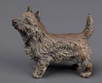 Lot 402 - A cold painted bronze Cairn Terrier, 2in....