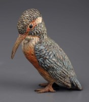 Lot 403 - A cold painted bronze Kingfisher, 2in. (5cms)...