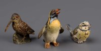 Lot 405 - Three cold painted bronzes, a Woodcock, 'G'...