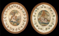 Lot 436 - A pair of 19th Century silk needlework...