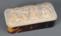 Lot 461 - A rectangular carved mother-of-pearl and...