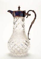 Lot 500 - A cut glass claret jug with plated mounts and...