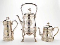 Lot 502 - A three-piece EPNS part tea service, by Philip...