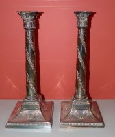 Lot 514 - A pair of plate-on-copper column form...