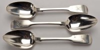 Lot 570 - Three George IV dessert spoons, by Maurice &...