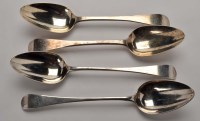 Lot 572 - Four George III table spoons, by Dorothy...