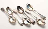 Lot 576 - Six Victorian dessert spoons, by J. Round,...