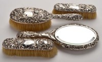 Lot 590 - A late Victorian four-piece dressing table set,...