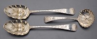 Lot 601 - A pair of George IV fruit spoons, by James...