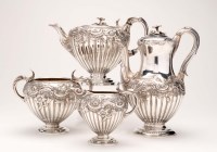 Lot 609 - A William IV three-piece tea service with...