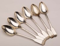 Lot 640 - Six late Georgian tablespoons, by Mark...