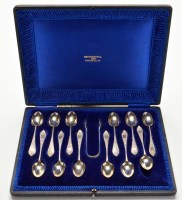 Lot 641 - Twelve Edwardian teaspoons and matching sugar...