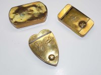 Lot 663 - Three brass combination snuff boxes, one...