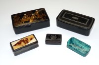 Lot 666 - Four 19th Century lacquered snuff boxes, one...